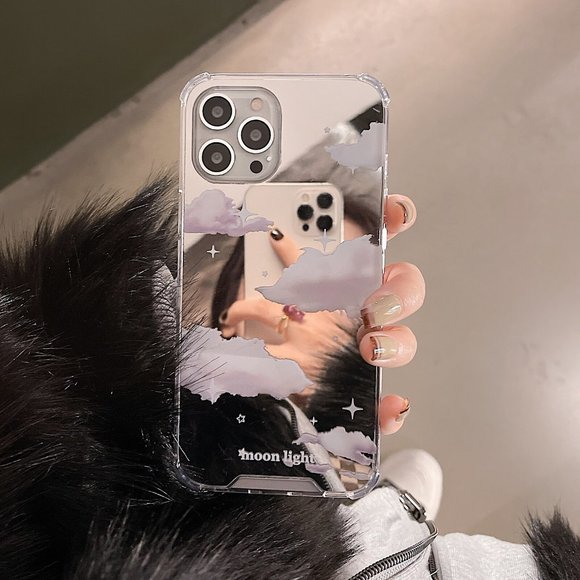 NEW iPhone 13/12/Pro/Max Clouds Mirror Phone Case - Picture 2 of 9